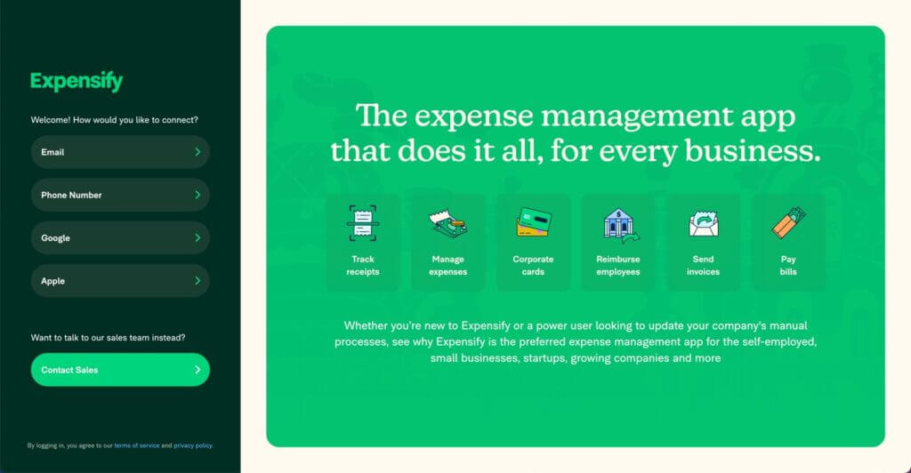 Expensify mobile sales tool