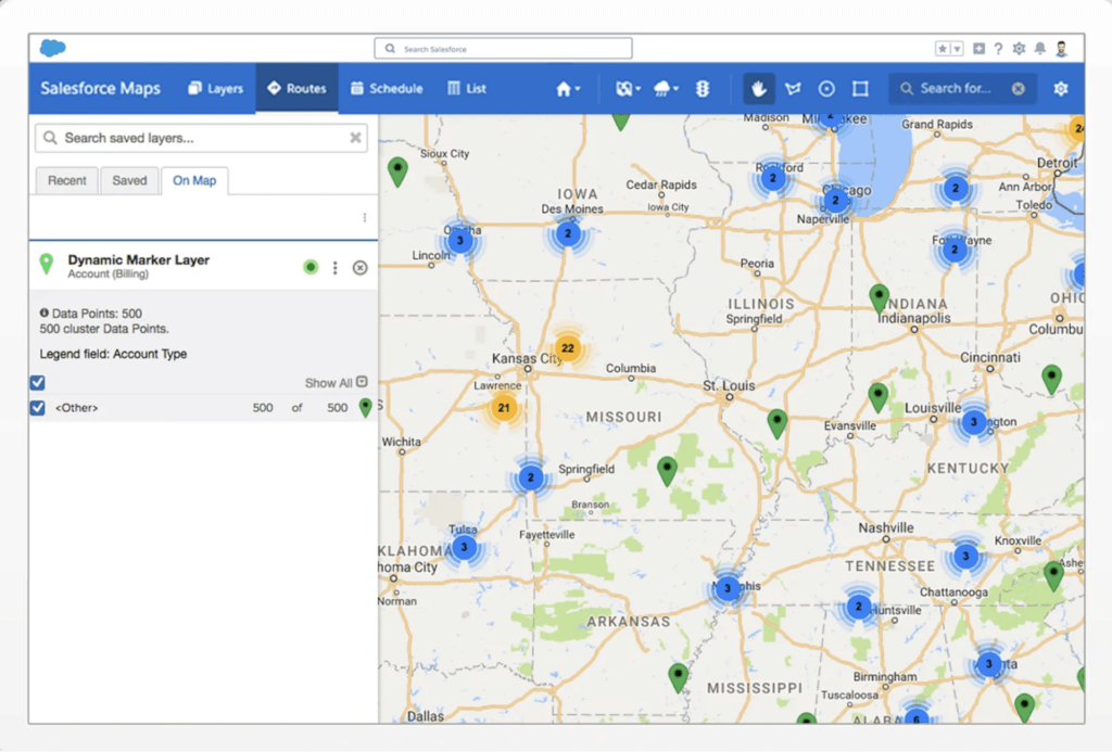 Salesforce Maps is a Salesrabbit alternative