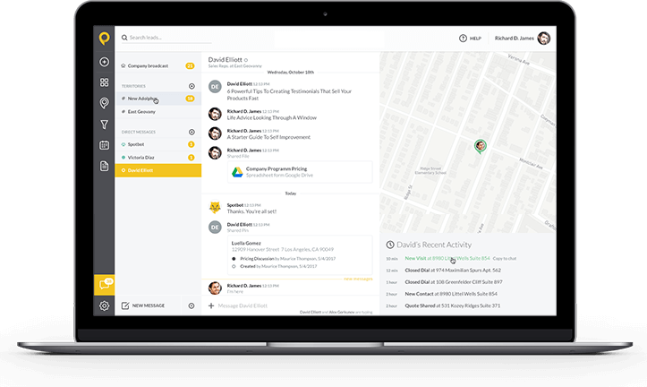 Communicate with reps in the field with SPOTIO's team chat capabilities
